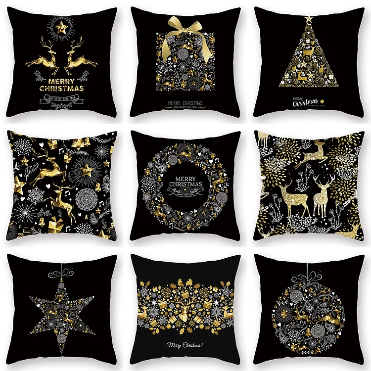 Christmas Pillowcase Gold Elk Fashion Peach Leather Pillowcase Sofa Office Cushion Cover Cojines Poduszka