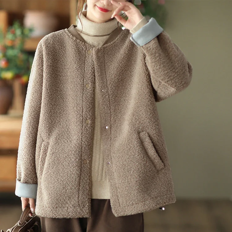 Retro Fashion Soft Lamb Wool Coat