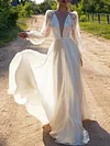 Gauze Plunging Puff Sleeves Maxi Dresses