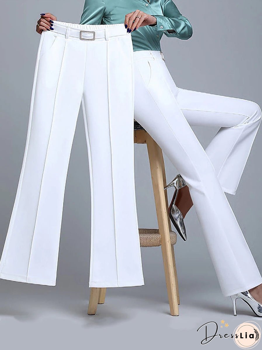 Women&lsquo;s Dress Work Pants Trousers Full Length Micro-elastic High Waist Fashion Streetwear Daily Navy Black S M Fall Winter