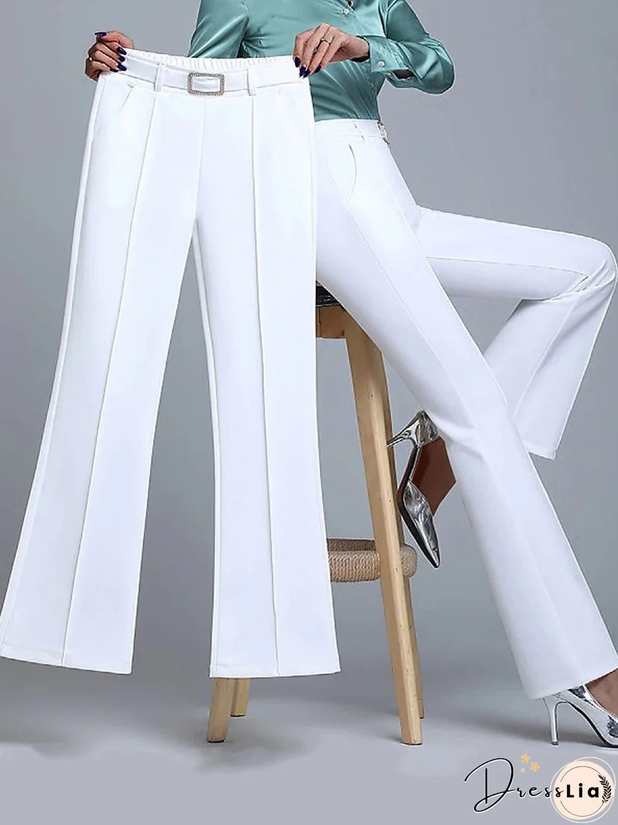 Women&lsquo;s Dress Work Pants Trousers Full Length Micro-elastic High Waist Fashion Streetwear Daily Navy Black S M Fall Winter