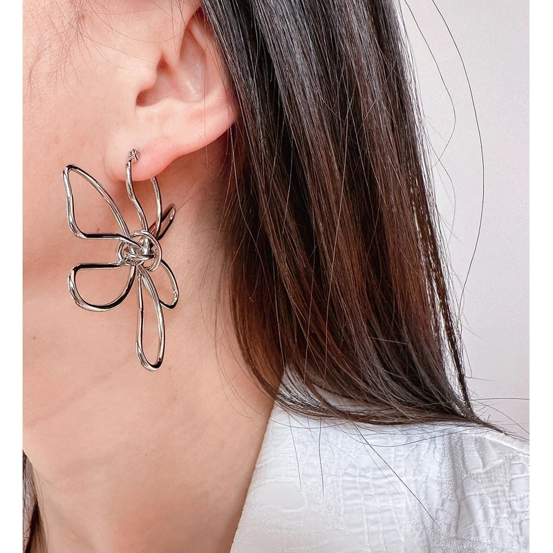 1 Pair Exaggerated Sweet Artistic Flower Hollow Out Brass 24K Gold Plated Earrings