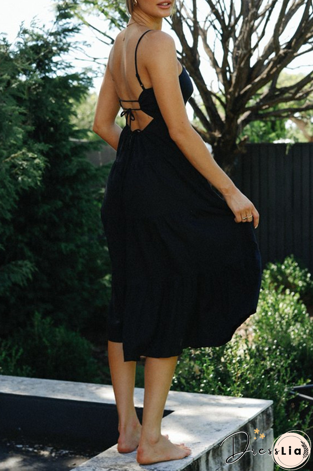 Fashion Solid Split Joint Frenulum Backless Strapless Dresses