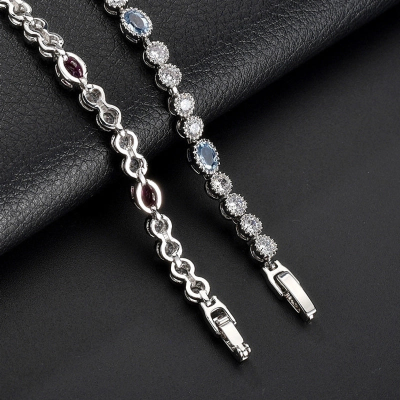 Copper 18K Gold Plated White Gold Plated Original Design Plating Inlay Multicolor Zircon Bracelets