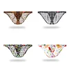 Men's Low Waist Sexy Ultra-Thin Ice Silk Leopard Print Briefs
