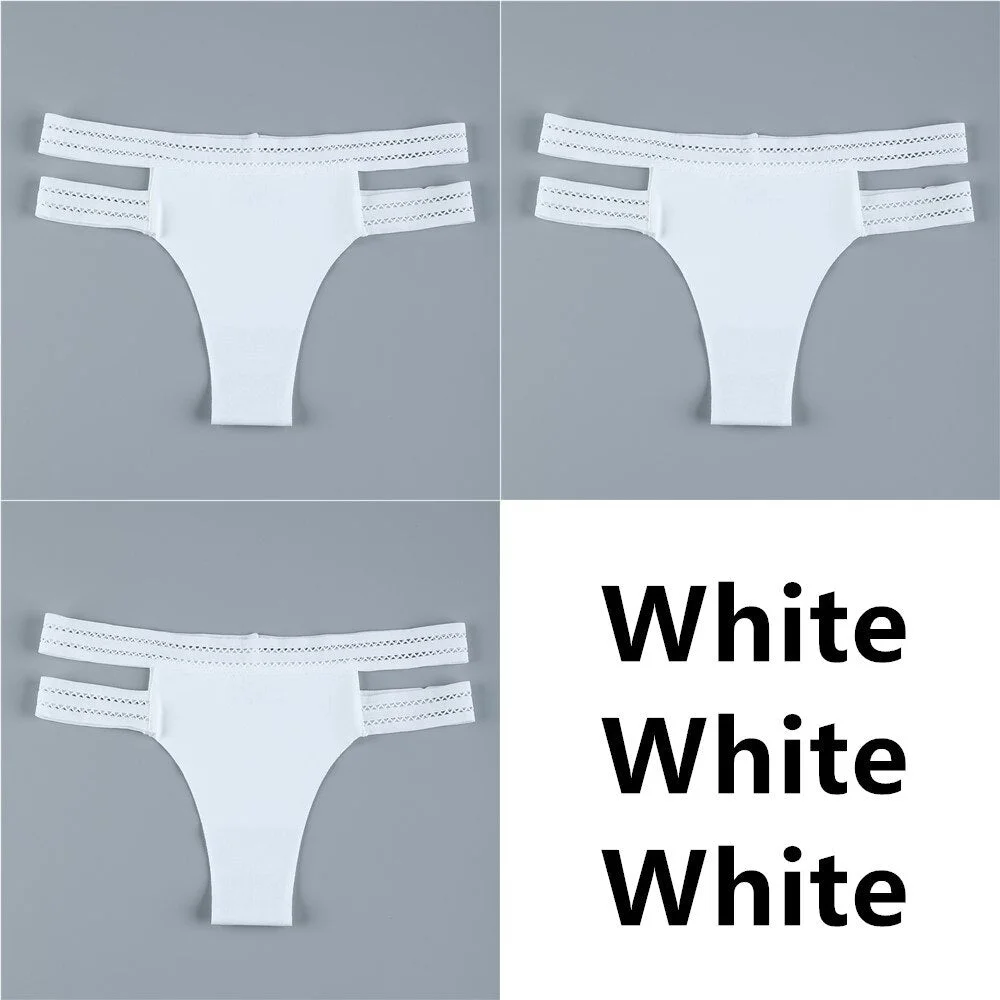 3Pcs Sexy Women Panties Seamless G-String Panties Set Lingerie Hollow Soft Briefs Low Rise Thong Breathable Female Underwear New