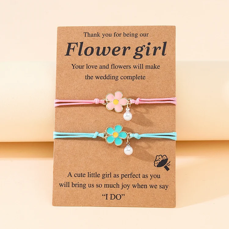 Women Pearl Bracelet Dainty Teen Flower Bracelet Size Adjustable for Girls