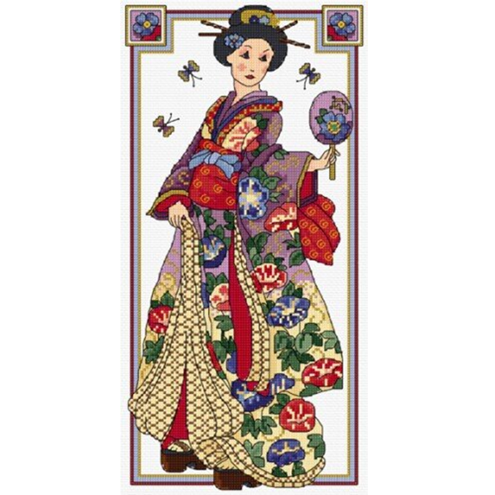

Japanese Geisha - 11CT Stamped Cross Stitch - 40*80CM, 501 Original