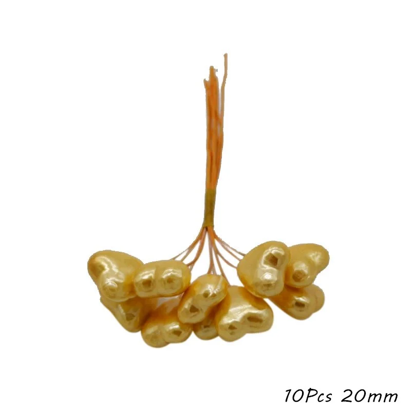 Gold Artificial Flower Cherry Stamen Berries Flower Wreath Decorative Cake Gift Box Wedding Decor Christmas Decoration for Home