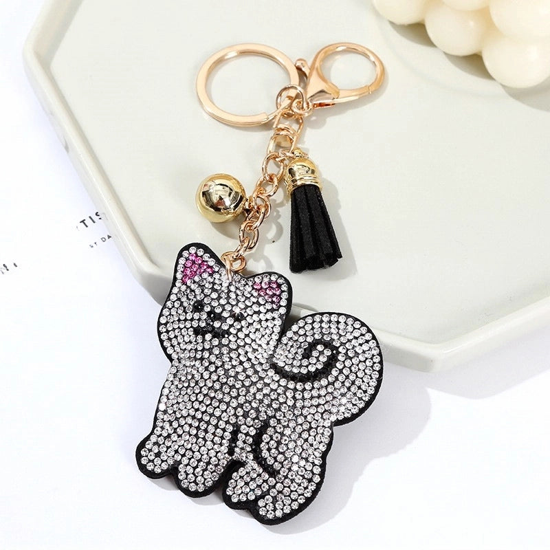 Cute Dog Pu Leather Diamond Women’s Keychain