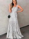 Striped Dress New Bohemian Suspender Dress