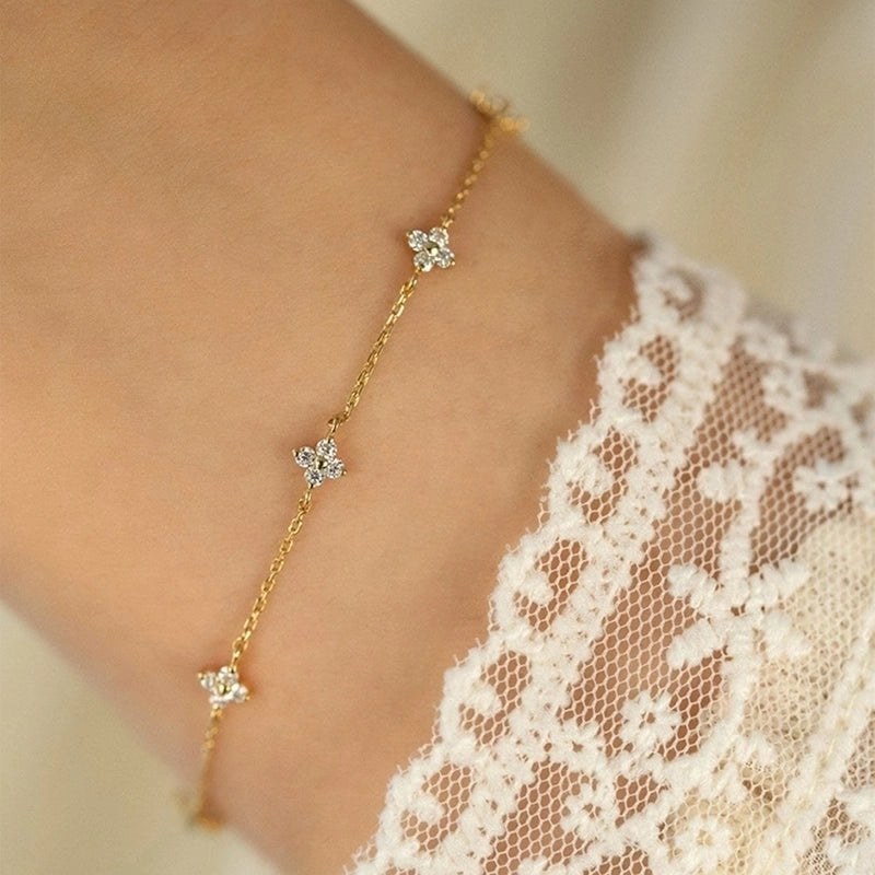 Casual Classic Style Four Leaf Clover Copper Zircon Bracelets