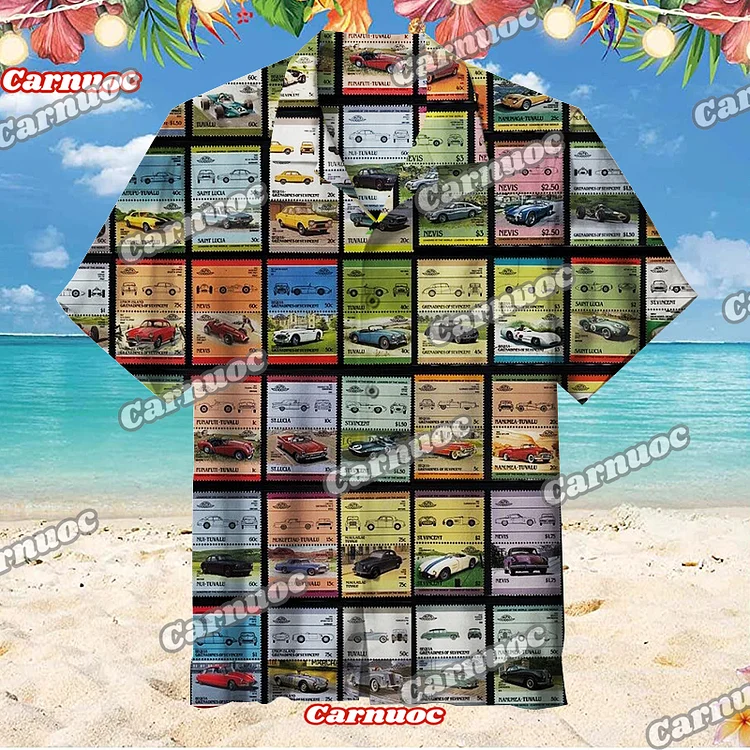 Nostalgic Car Stamps Poster | Hawaiian Shirt