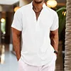 Camicia da uomo a maniche corte con mezzo bottone e colletto Henley