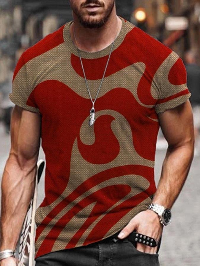 Men's Abstract Lines Print T-shirt