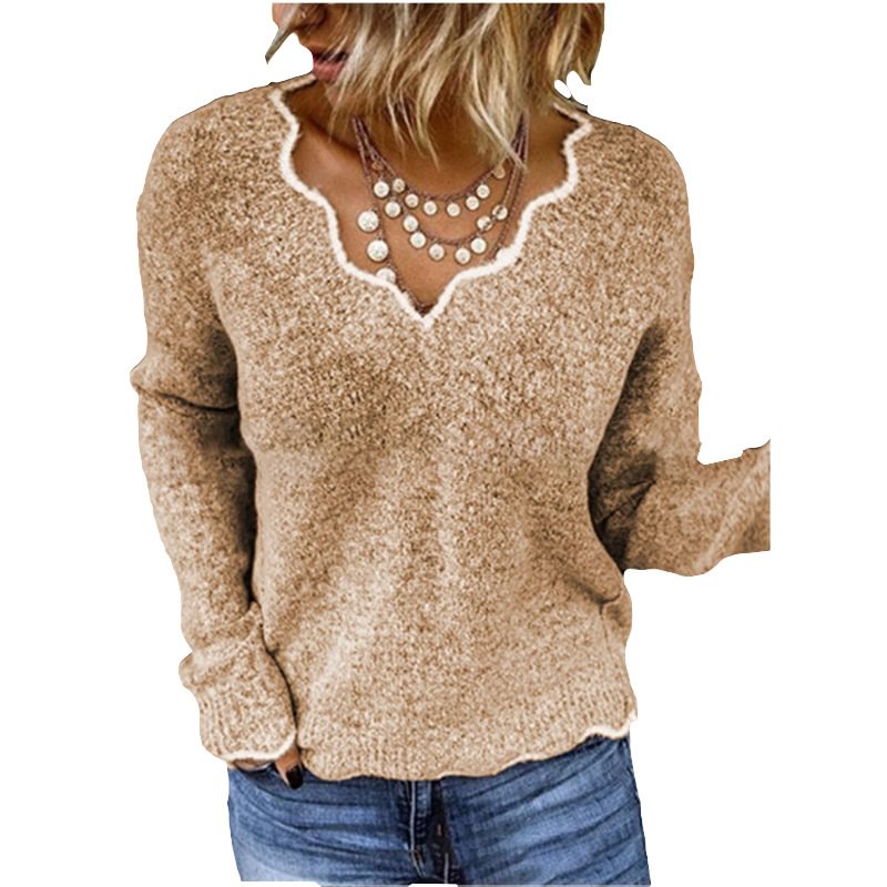 Women's V-Neck Knitted Cute Sweater