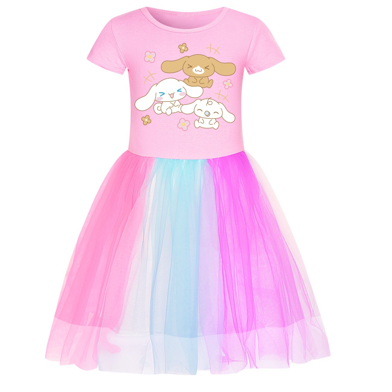 Cinnamoroll Girls' Starry Rainbow Lace Skirt Dress - Adorable and Playful Outfit for Little Ones -Mayoulove