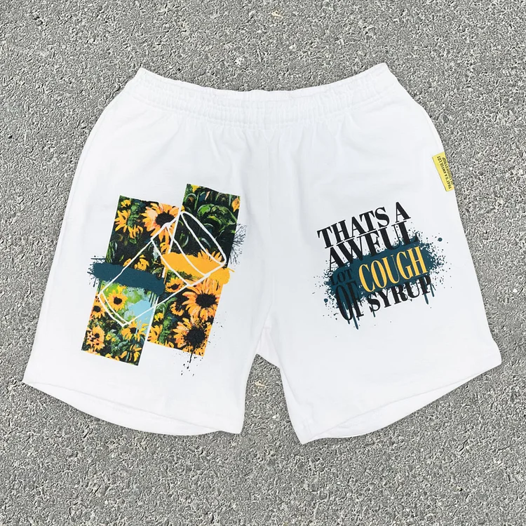 sunflower print track shorts