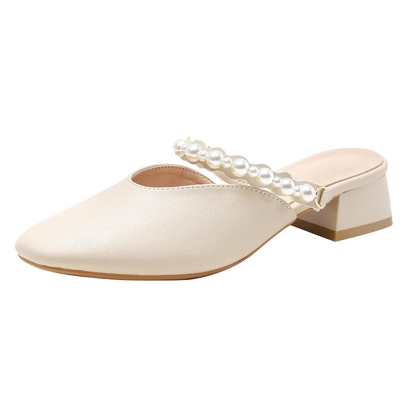 Breakj Breakj Bag Head Cool Slippers Women Fashion Wear 2025 Summer New Rough And Fairy Wind With French Half Slippers