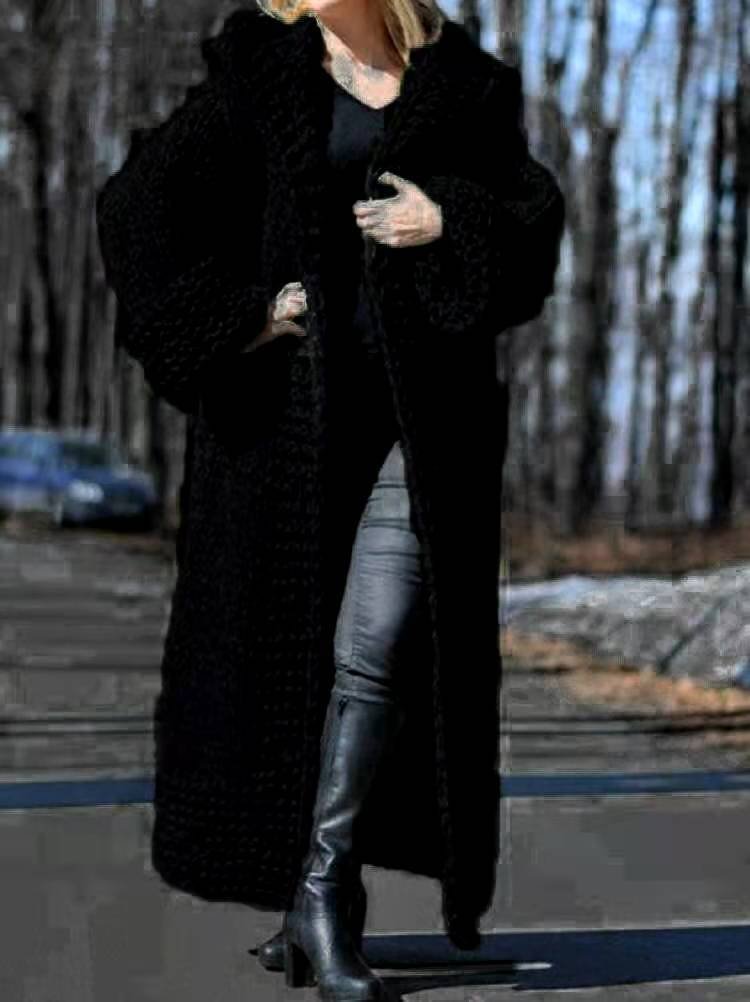 Acrylic Fiber Women's Hooded Cardigan Thickened Sweater Long