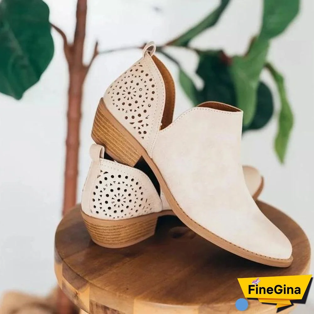 Women's Fashion Middle Heel Ankle Boots