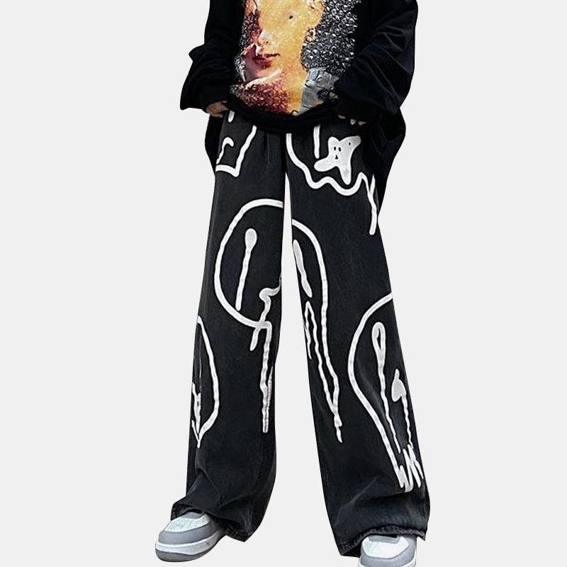 Print Graffiti Wide Leg Pants