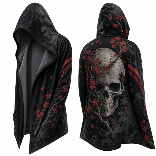 Techwear Japanese Moon Rabbit Hooded Cloak Jacket