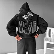 Stylish Floral Lettering Oversized Hoodie