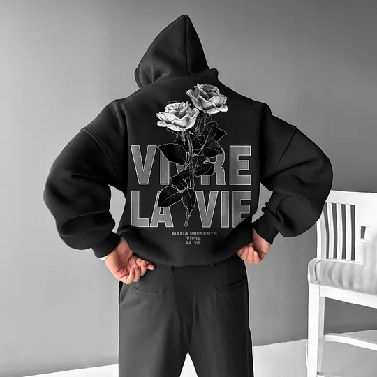 Stylish Floral Lettering Oversized Hoodie