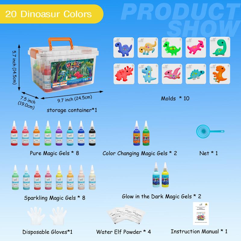 Product Introduction of Kiditos  Magic Water Elf Toy Kit with Magic Gels, Molds - Imaginative Play, Christmas Gifts, Birthday Gifts, Party Favors, and Family-Friendly DIY STEM Projects 15