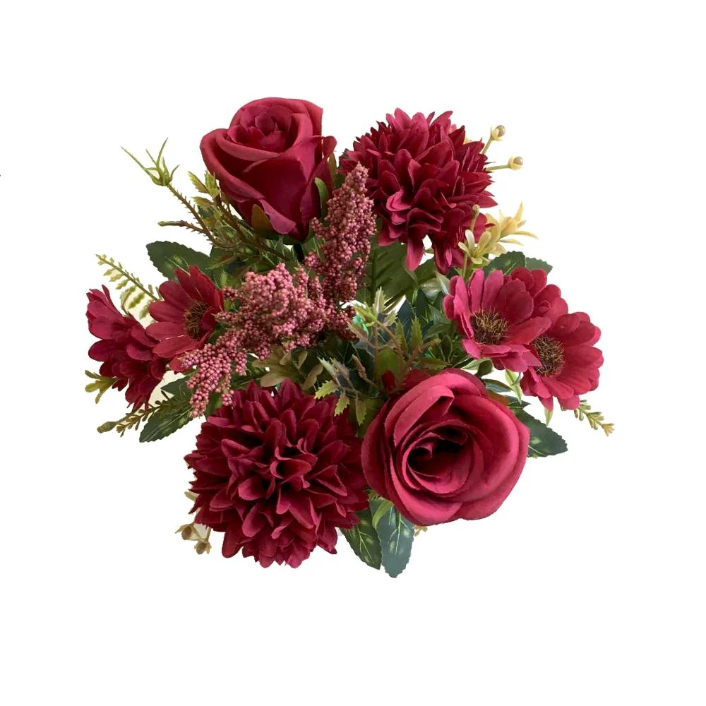 Christmas Gift Artificial Flowers Rose lavender Hydrangea Daisy Autumn Hybrid Bouquet for Home Wedding Christmas Decor Fall Silk Fake Flower