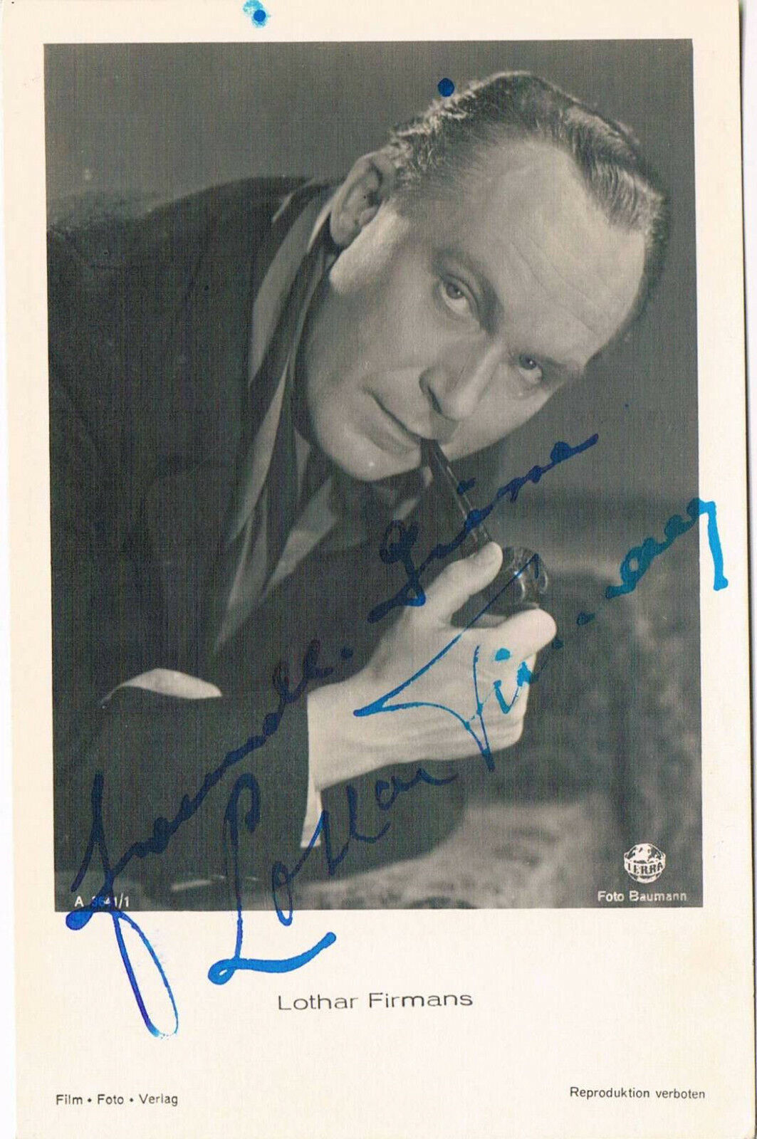 Lothar Firmans 1896-1964 autograph signed postcard Photo Poster painting 3.5x5.5