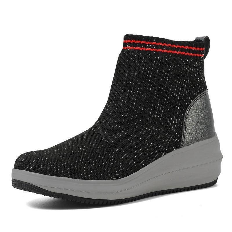 Womens Winter Wedge Heel Socks Boots - VSMEE