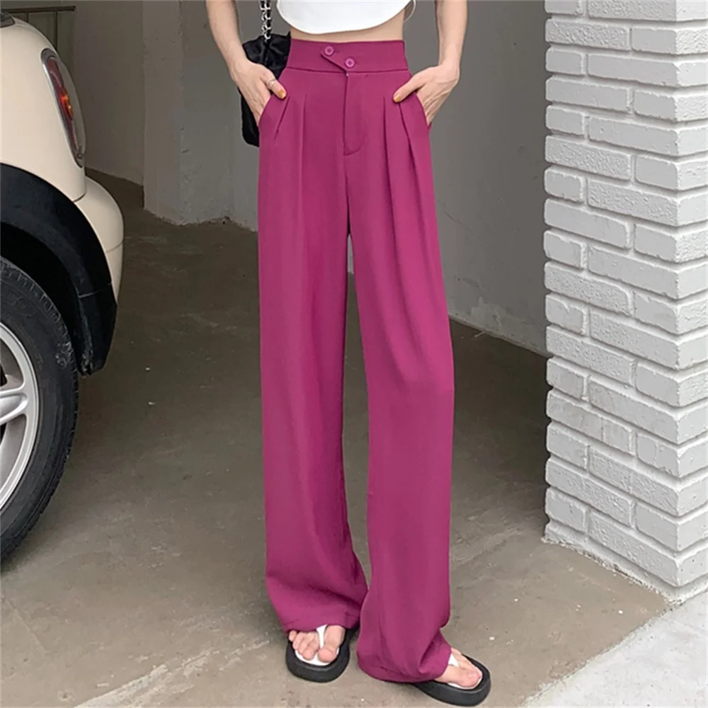 Jangj Alien Kitty Office Wear Pants Women 2022 High Waist Slim Casual All Match Streetwear Solid Minimalist Work Wear Wide Leg Trouser