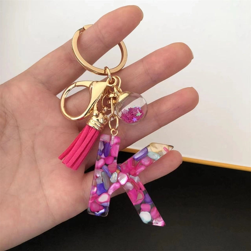 Minimalist Commute Letter Resin Unisex Bag Pendant Keychain