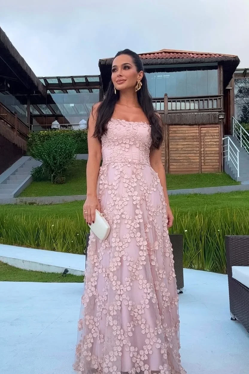 Daisda Sleeveless Strapless Mermaid Square Prom Dress With Embroidery 