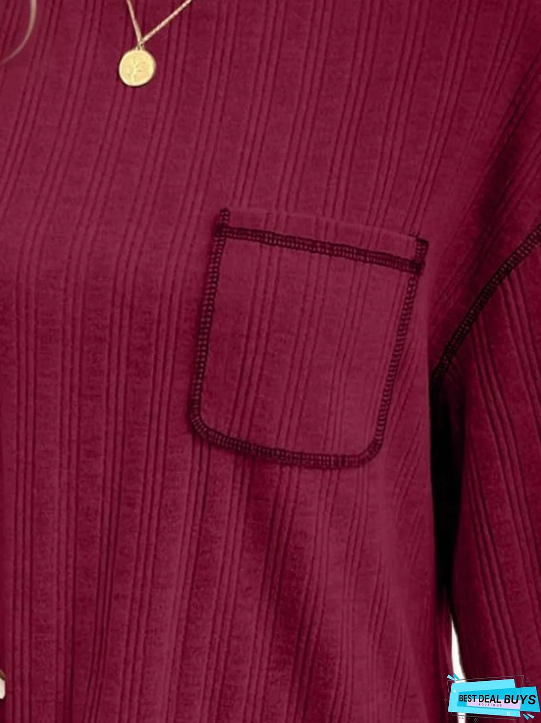 Mandy Contrast Stitching Round Neck Long Sleeve T-Shirt