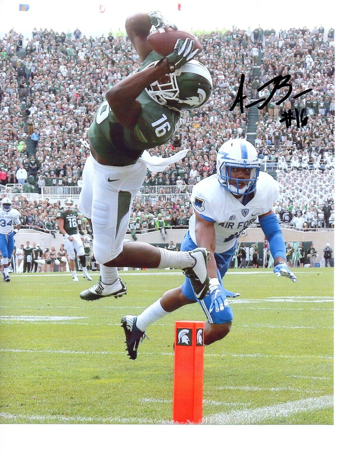 Aaron Burbridge signed 8x10 football Photo Poster painting Spartans Michigan State Big Catch MSU