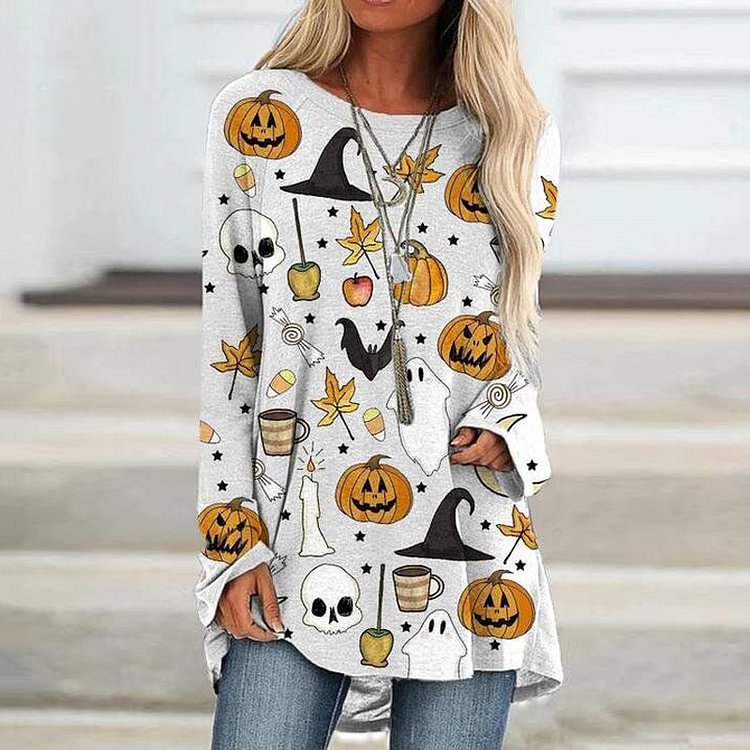 Halloween Decoration Skull Printed Women's T-shirt