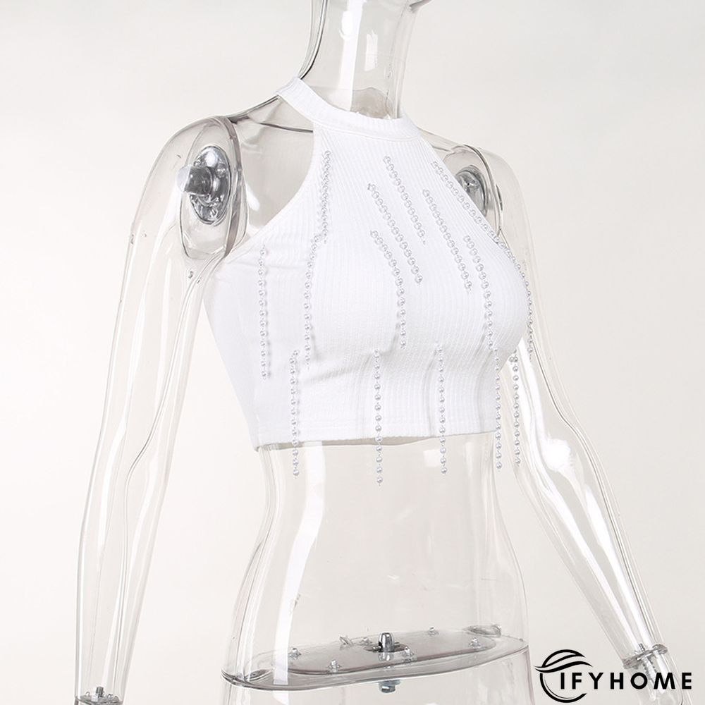Trendy Casual All-match Slim Pearl Vest Top | IFYHOME