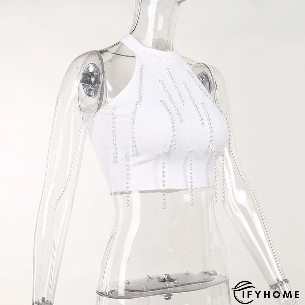 Trendy Casual All-match Slim Pearl Vest Top | IFYHOME