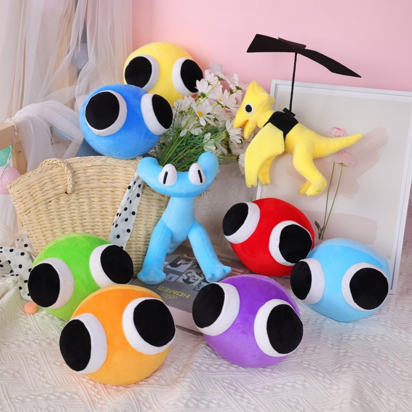 Rainbow Friends Chapter 2 Lookies, Rainbow Friends Chapter 2 Plush, Cute  Yellow/Cyan/Green/Blue/Red/Orange/Rainbow Soft Stuffed Animal Doll, Home