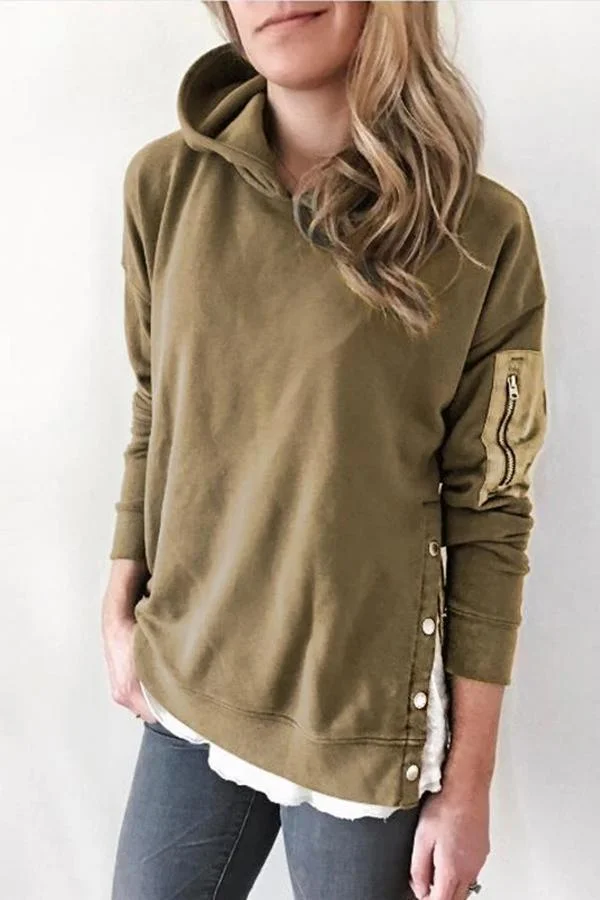 Womens Modern Solid Color Hood Hooded Top-Allyzone-Allyzone