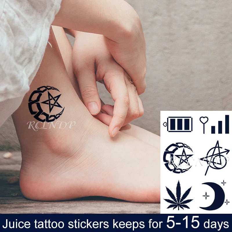 Waterproof Temporary Juice Ink Sticker Sun Totem Dragon Phoenix Small Element Fruit Gel Long Lasting Tattoo for Men Women girl