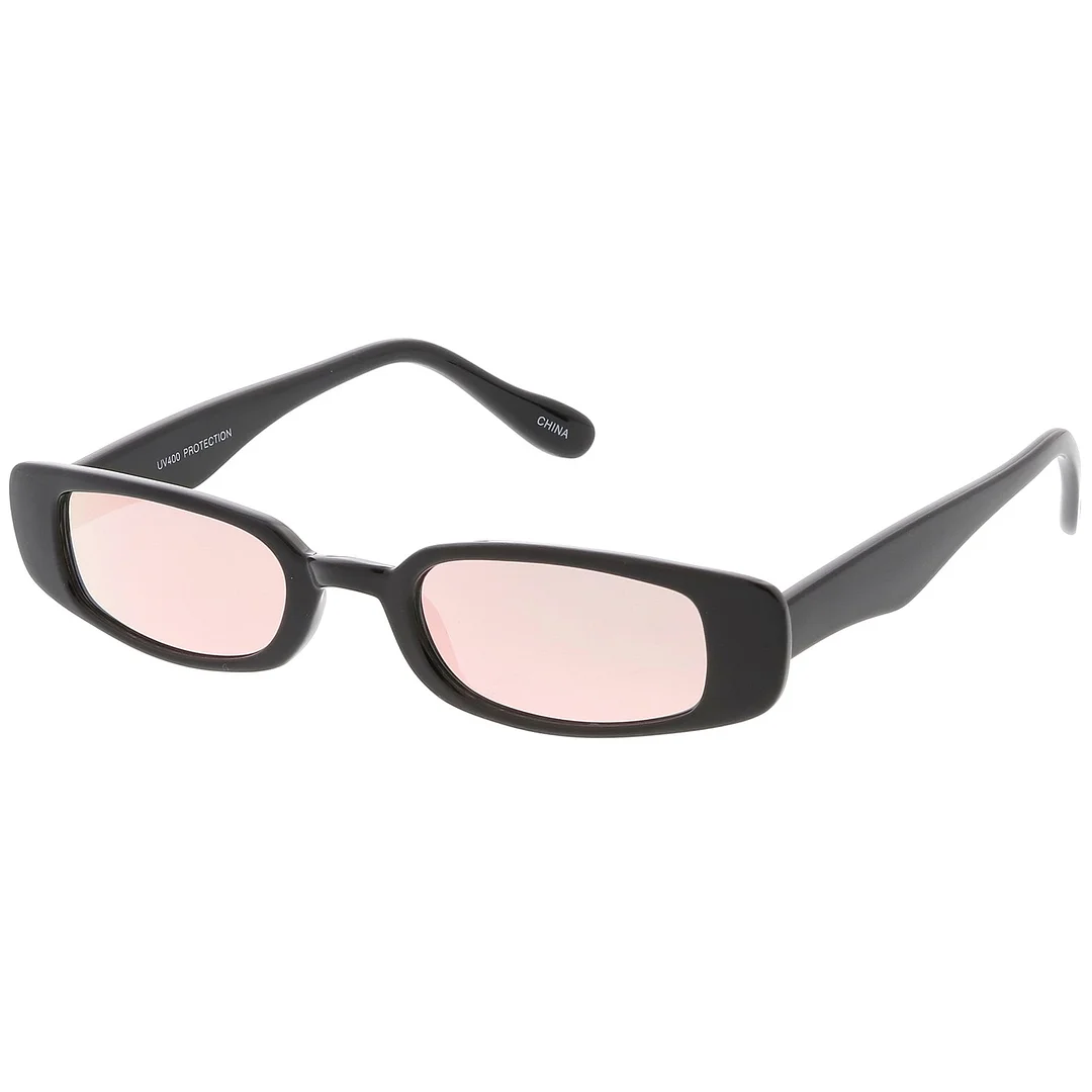 Extreme Thin Small Rectangle glasses Mirrored Lens 49mm