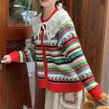 Chicfifth Sweater Women Winter Long Sleeve High Quality Autumn Vintage Top Knitted Cardigan