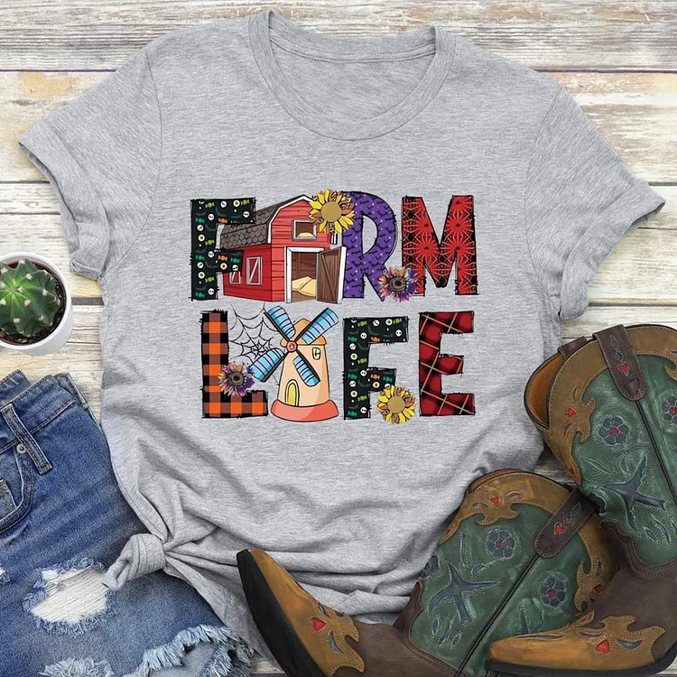 Farm Life Round Neck T-shirt-0018848