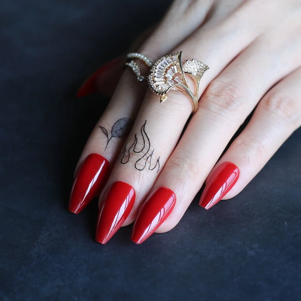 Glossy Coffin Shell Coral Fake nails Reuse Newest Ballet Vanilla False nails Nude gel Exquisite Artificial nail-Nail Inspo