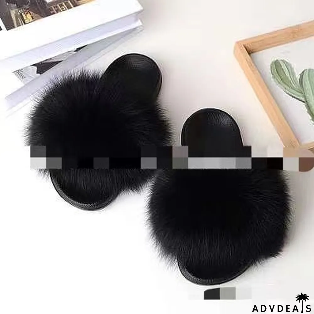 Furry Slippers Flat Half-drag Slippers