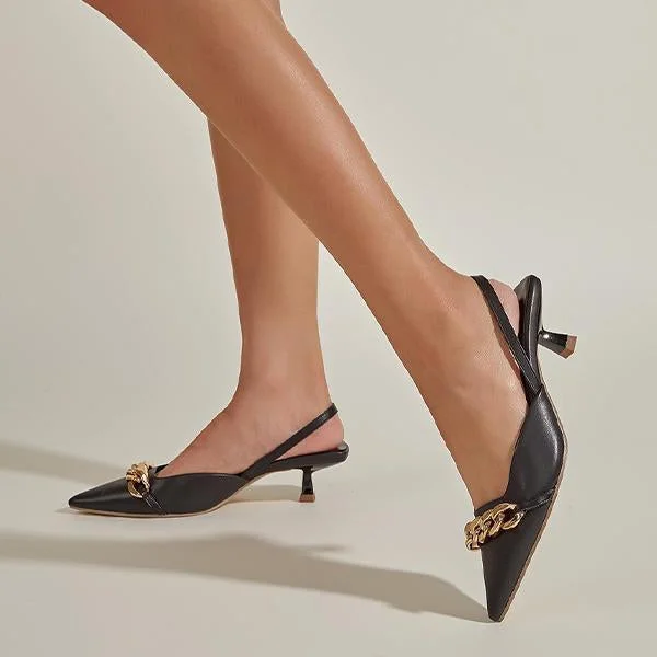 Women's Fashionable Chain Low Heel Pointed Toe Sandals shopify Stunahome.com